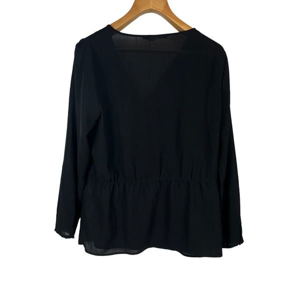 Zara Black Long Sleeve Semi Sheer Blouse Top | Size: Large - Picture 2 of 6